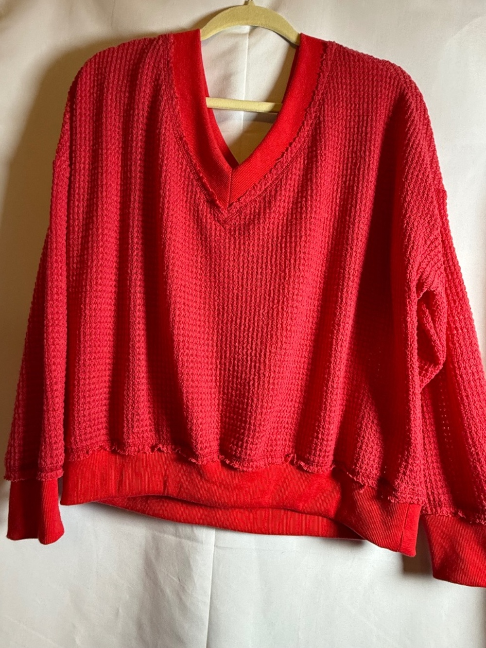 La Miel Boutique Red Waffle Knit Top (S)